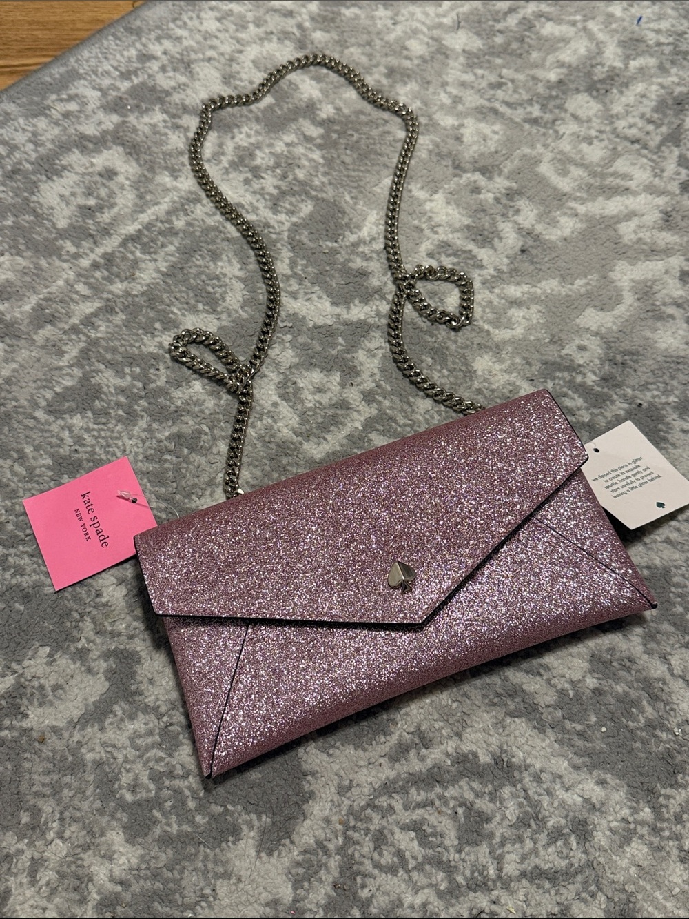 kate spade Glitter Envelope Crossbody in Sparkling Pink w/ Matching Cardholder